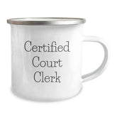 Funny Court Clerk Gifts from Friends for Court Clerk Birthday, Camping Mug with Quote 'Certified Court Clerk' - Image 2